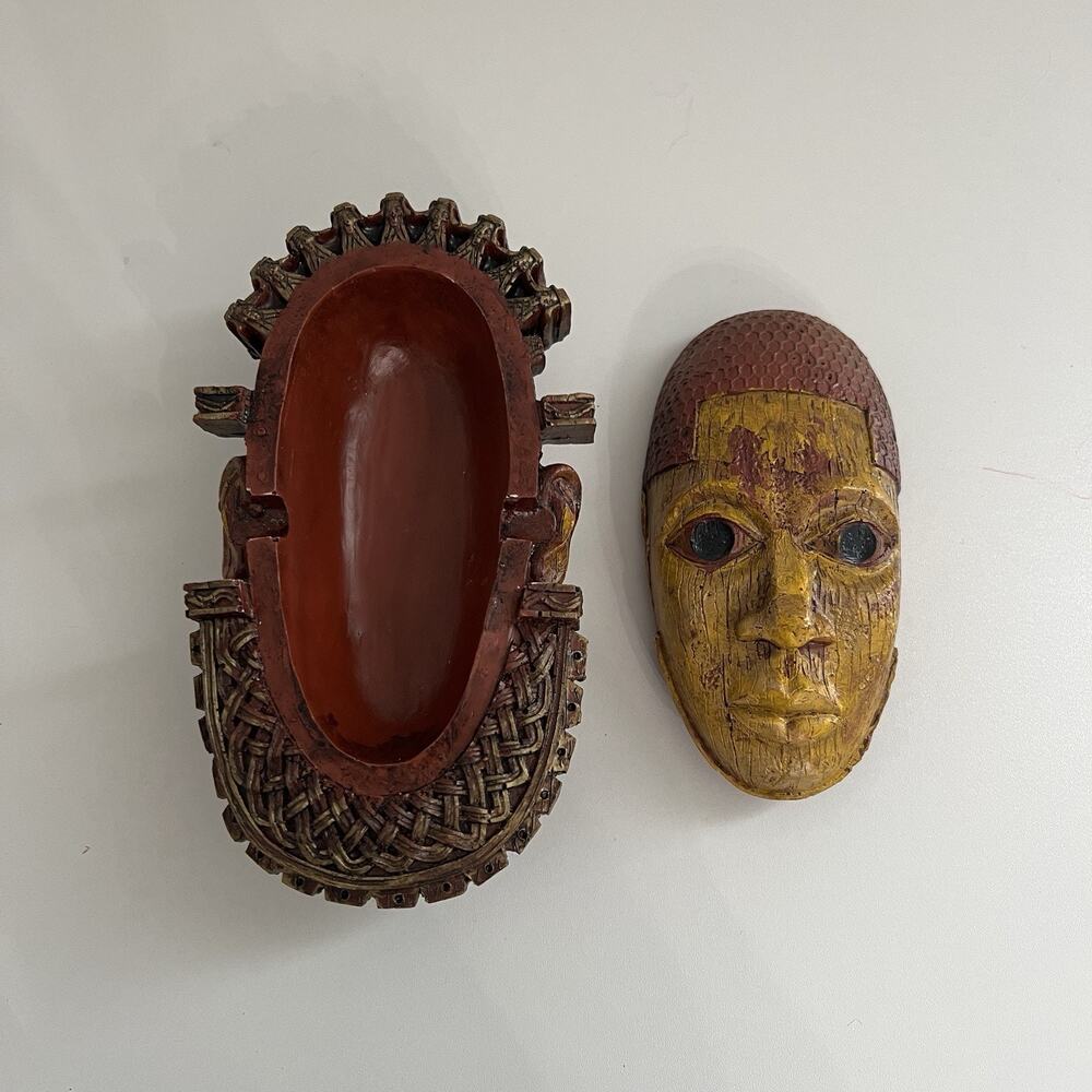 Benin Queen Idia Style African Mask Trinket Box